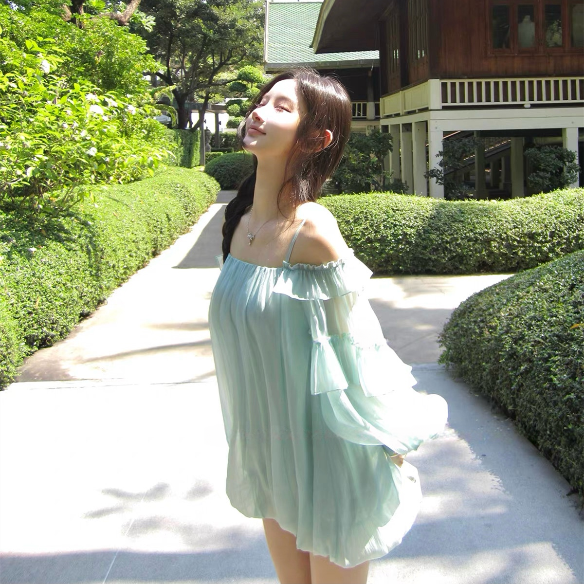 【dress】パフスリーブバルーンミニワンピース　N3581