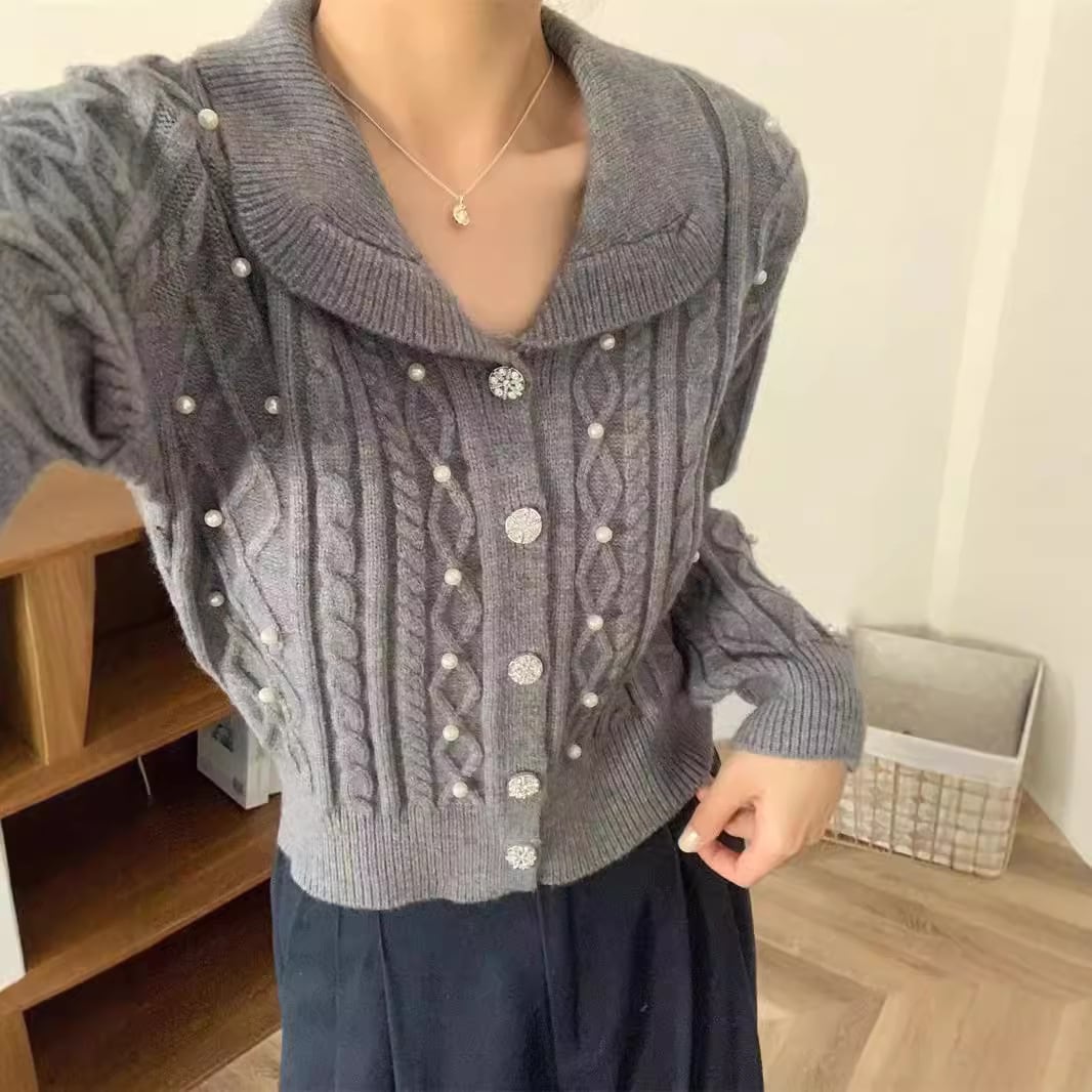 【outer】パールニットカーデ　M25916