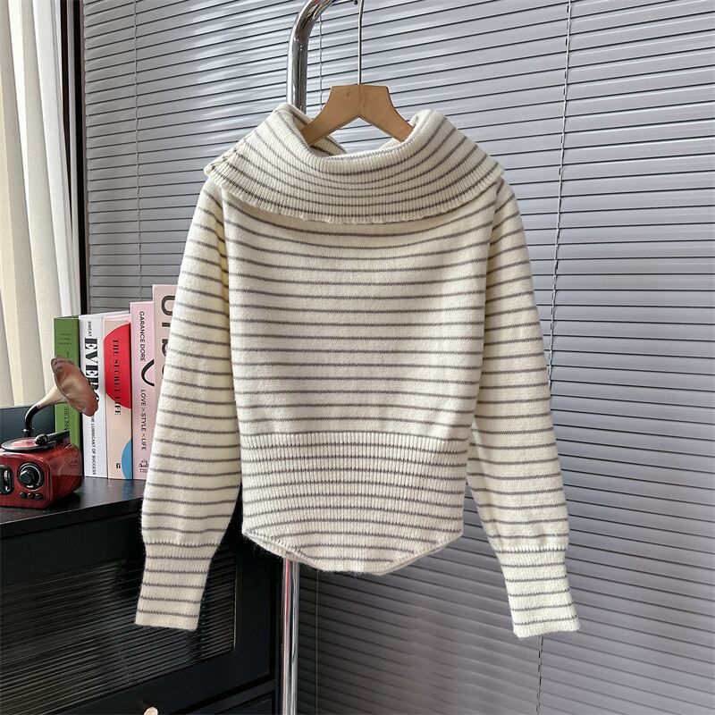 【tops】ボーダー柄ニットトップス　M18544