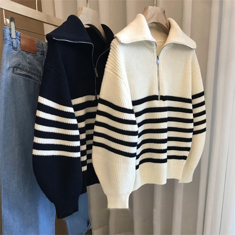 【tops】ボーダー柄ニットセーター　M18703
