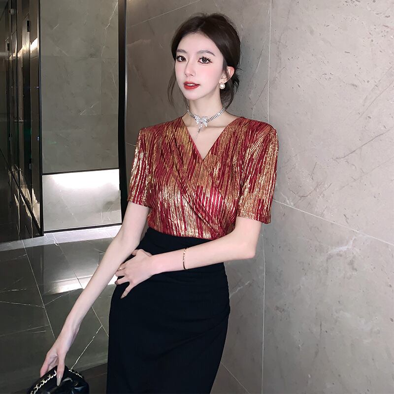 【dress】Vネック切り替えスリットワンピース G21104