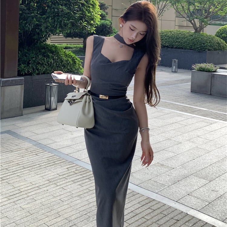 【dress】デートワンピースベルト付き　M24345