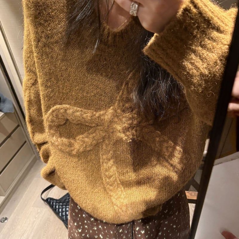 【tops】リボンニットトップス Q7243
