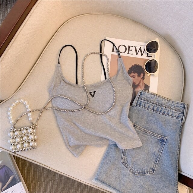 【tops】2色ニットキャミソールF7366