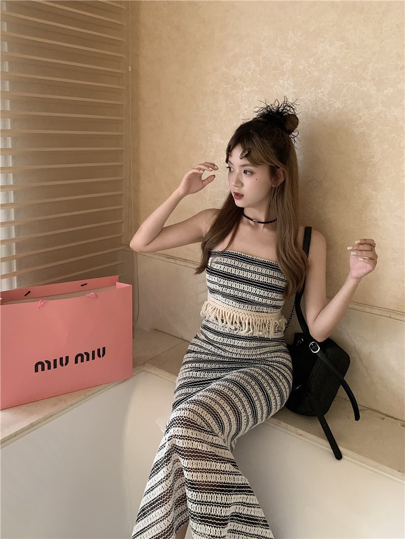 【set】ニットボーダー柄セット　M24378