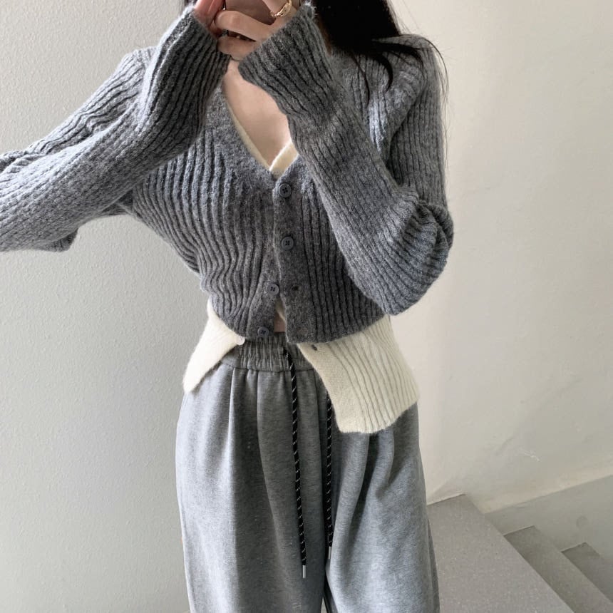 【outer】配色切り替えニットカーデ　M28679