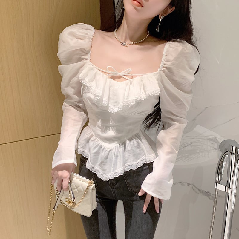 【tops】レースシャツトップス　M28793