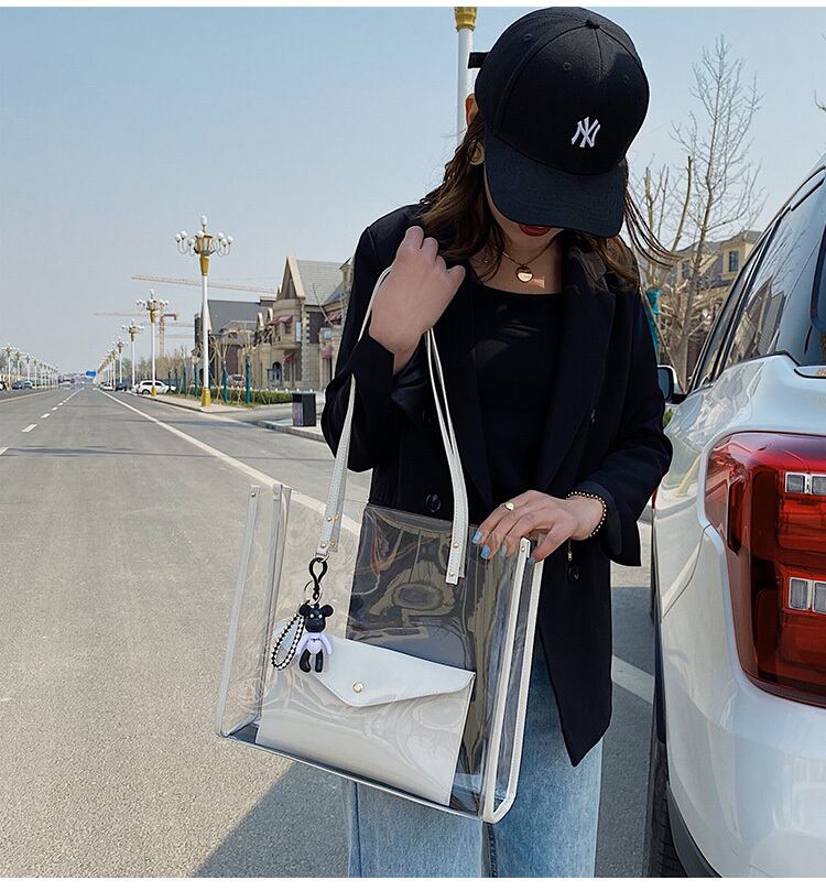 【小物】ins質感のいい  ファッションカジュアル定番無地 大容量 クリアバッグ