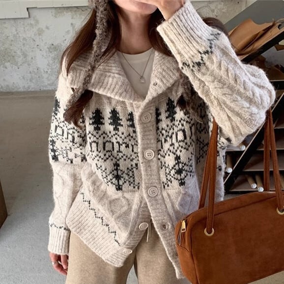 【outer】ジャカードニットカーデ　M27798