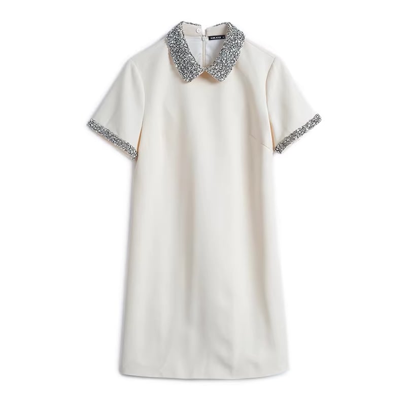 【dress】ラインストーン付きミニワンピース Q8435