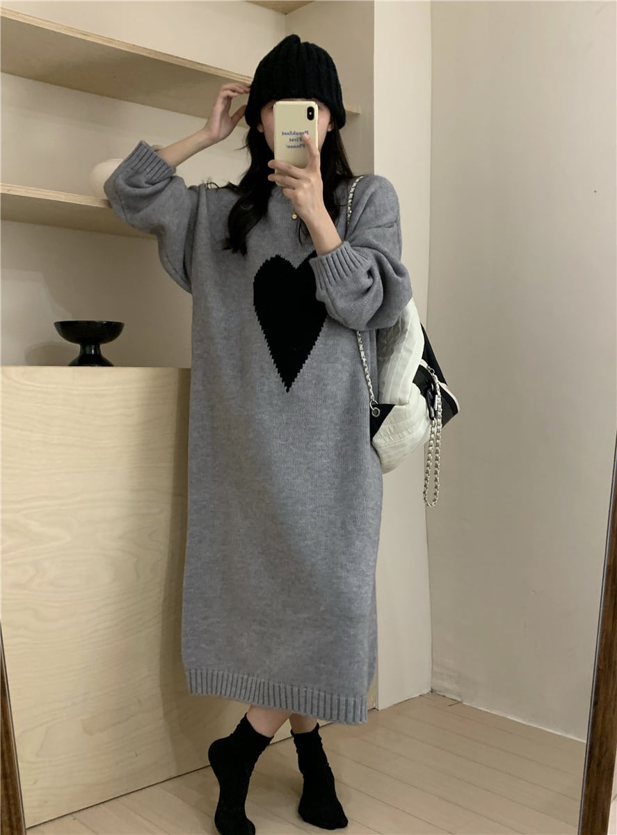 【dress】ハート柄ニットワンピース 　N2240