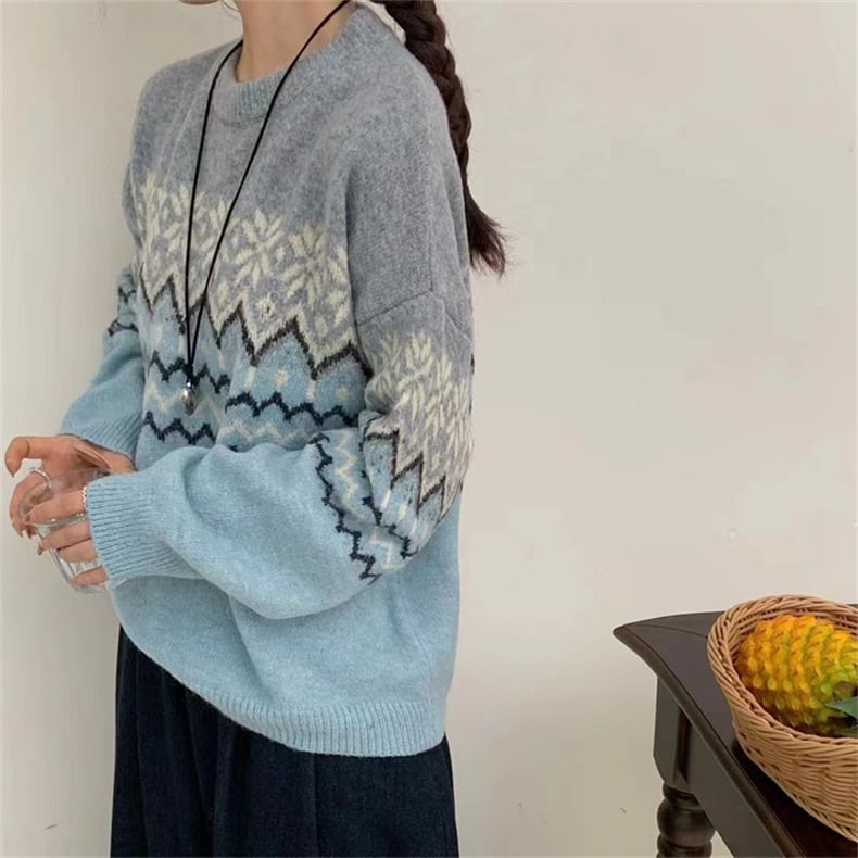 【tops】ジャカードニットセーター　M27137