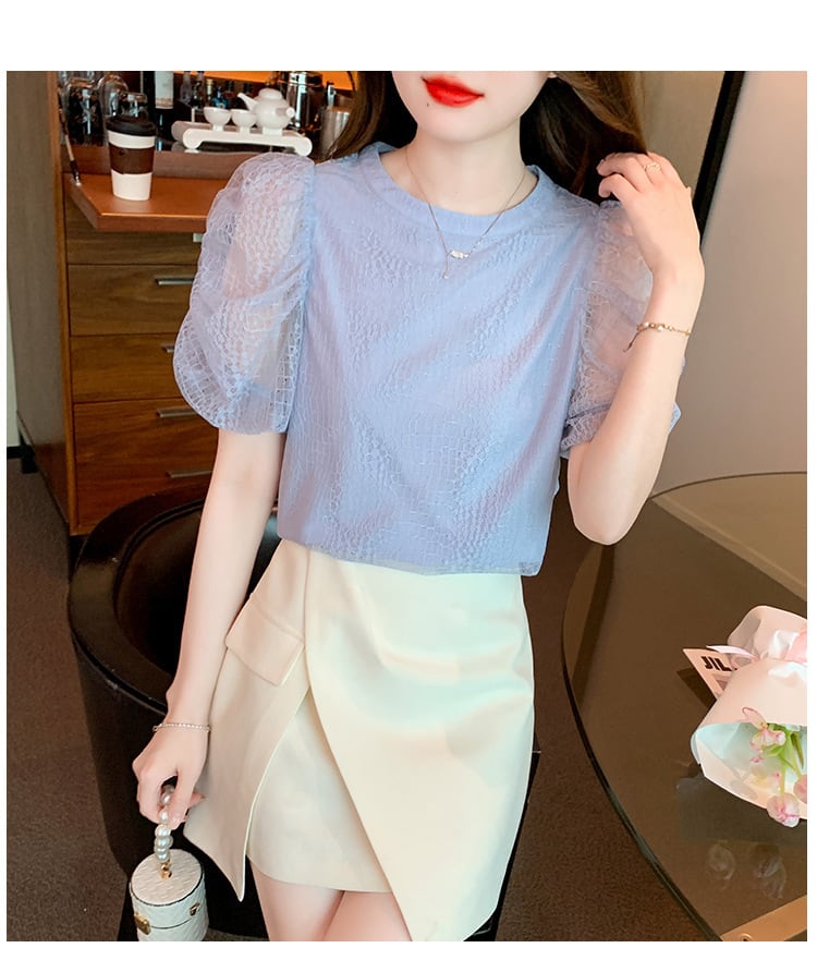 【tops】レースパフスリーブ ブラウスG21542