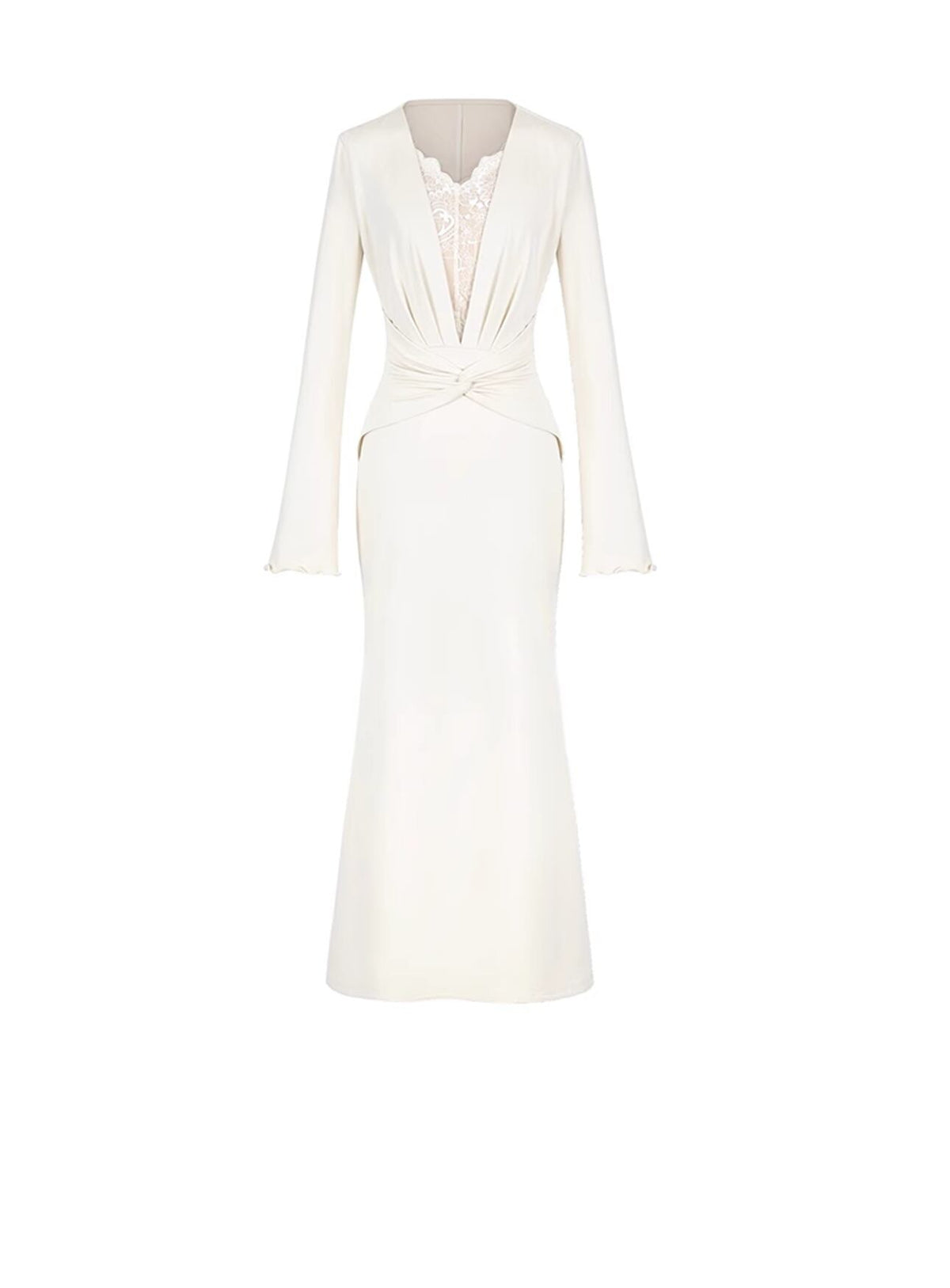 【dress】レースドッキングロングワンピース Q7596