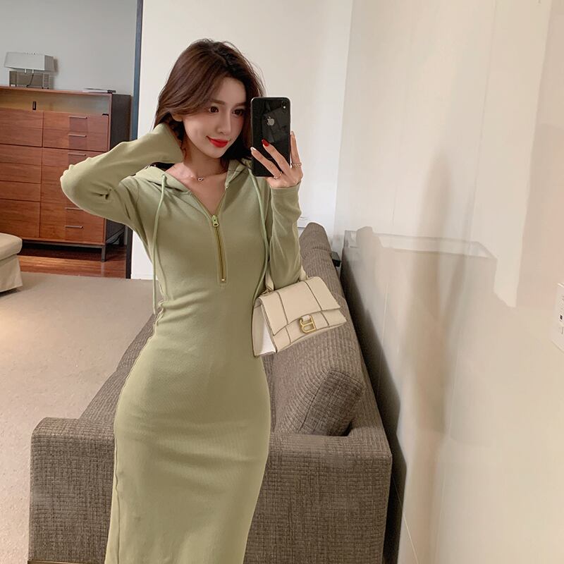 【dress】好感度UP!気質満点レトロデザインファスナーセクシーギャルワンピース G2992