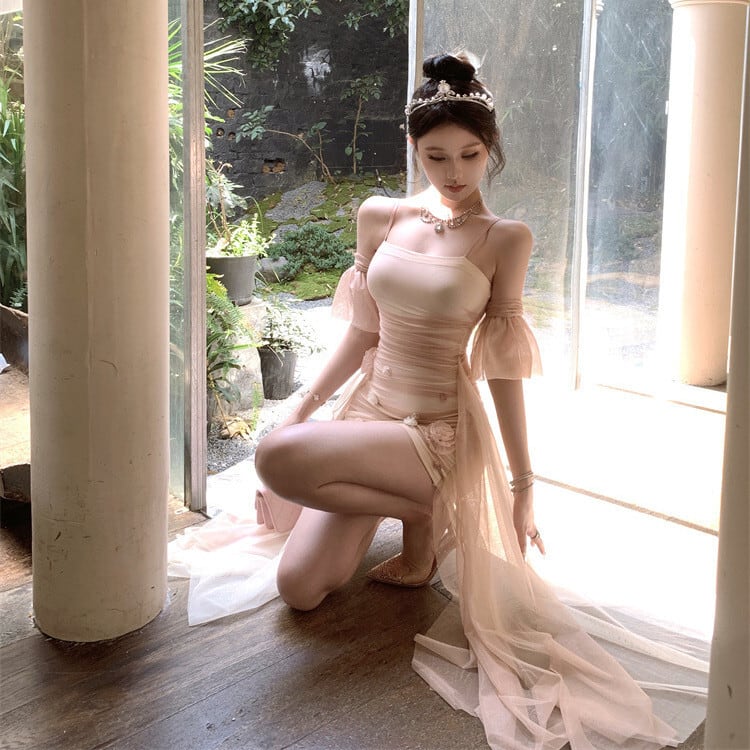 【dress】チュールコンビワンピース　M29355
