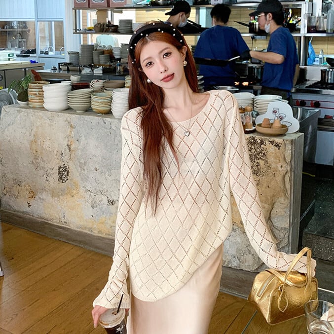 【tops】紫外線対策ニットトップス　M24280