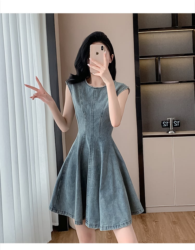 【dress】ノースリーブデニムワンピース　M24565