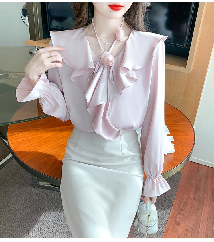 【tops】フリルシャツトップス　M25769