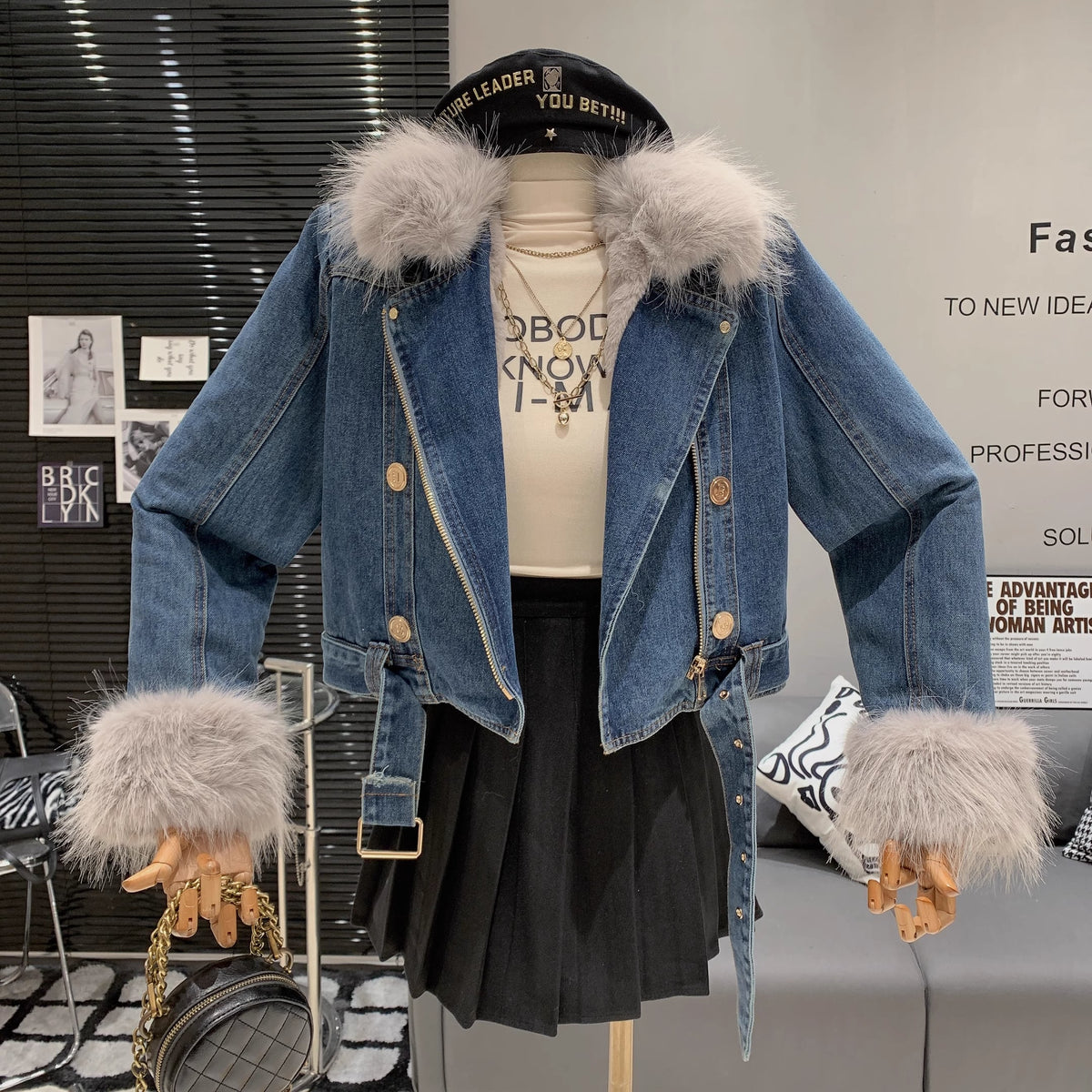 【outer】ファーデニムジャケット　M19108