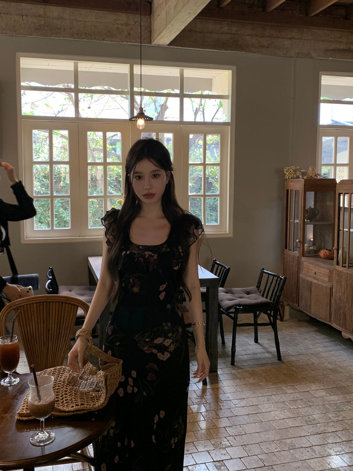【dress】フリルプリントワンピース　M24087
