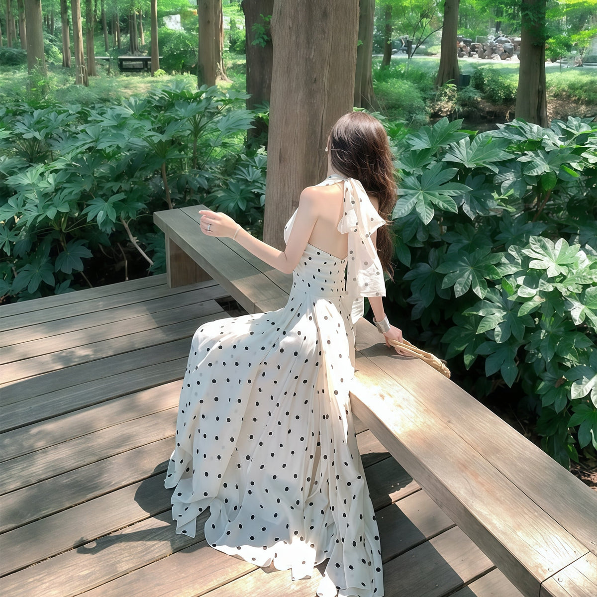 【dress】ホルターネックドット柄ワンピース　M32167