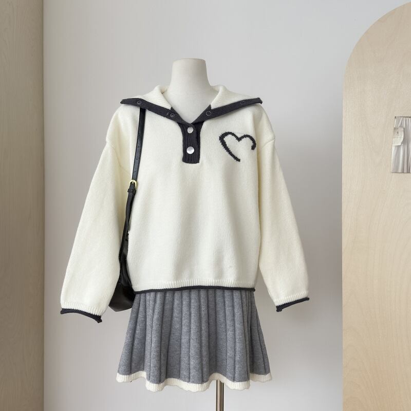 【set】ニットセーター×プリーツスカートセット　M27791