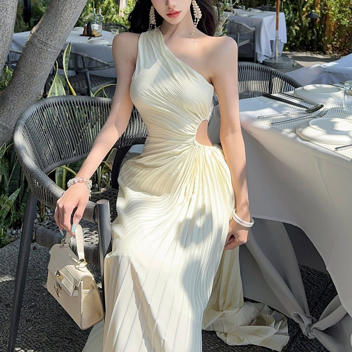 【dress】ウエストカットワンショルダーワンピース　M30508
