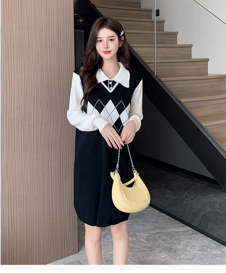 【dress】ドッキングニットワンピース　M18690
