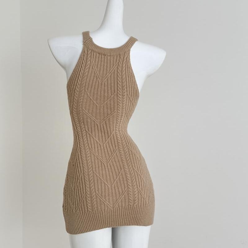 【dress】ホルターネックニットワンピース Q7740