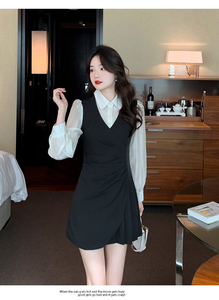 【dress】切り替えシャツワンピース　M25731