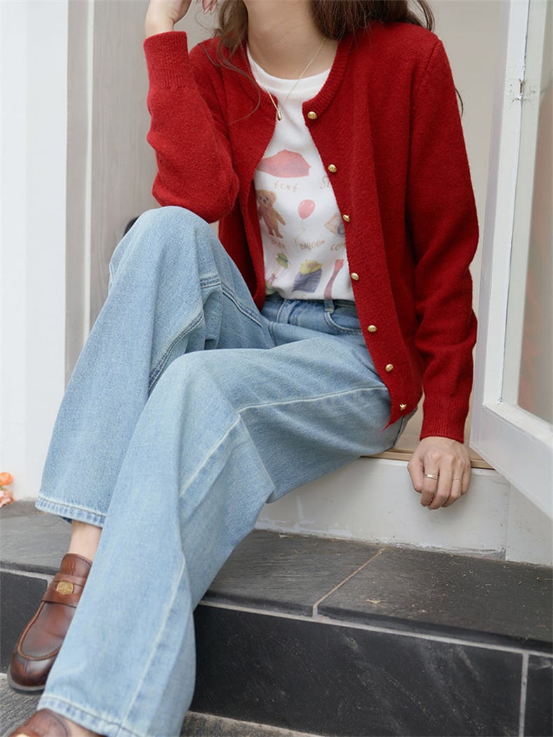 【outer】クルーネックニットカーデ　M25961