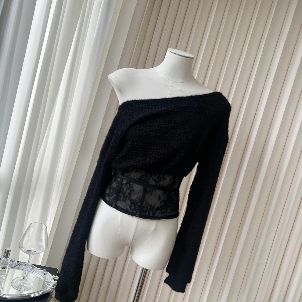 【tops】レース切り替えニットトップス　M27997