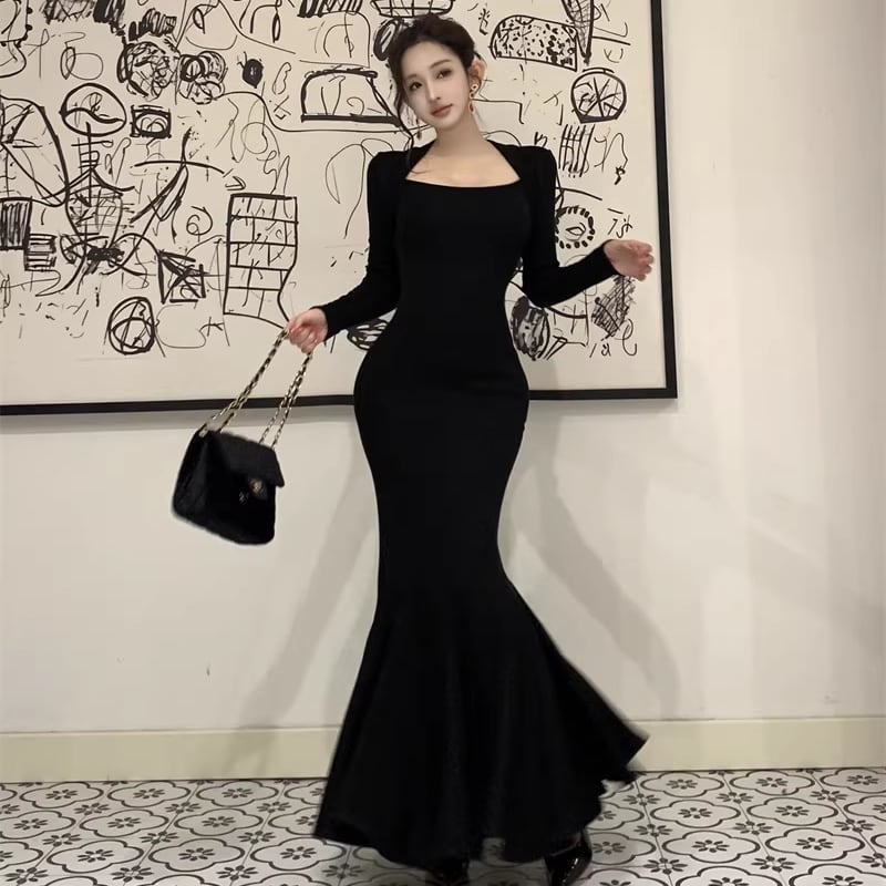 【dress】ロングマーメイドワンピース Q7724