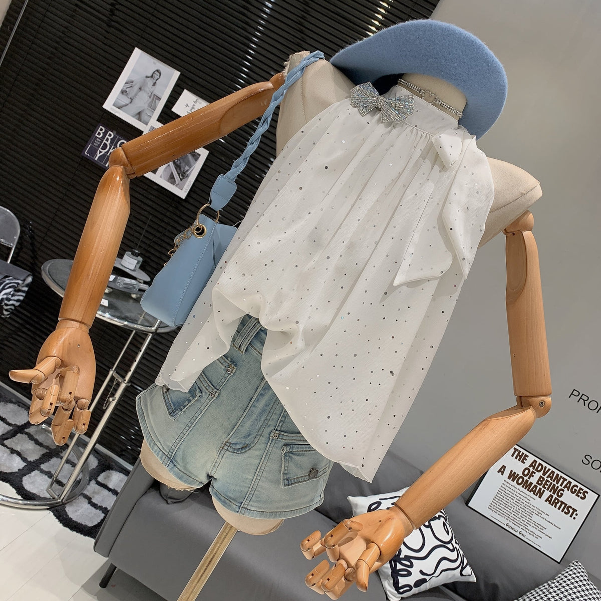 【tops】ノースリーブリボン付きトップス　M24982