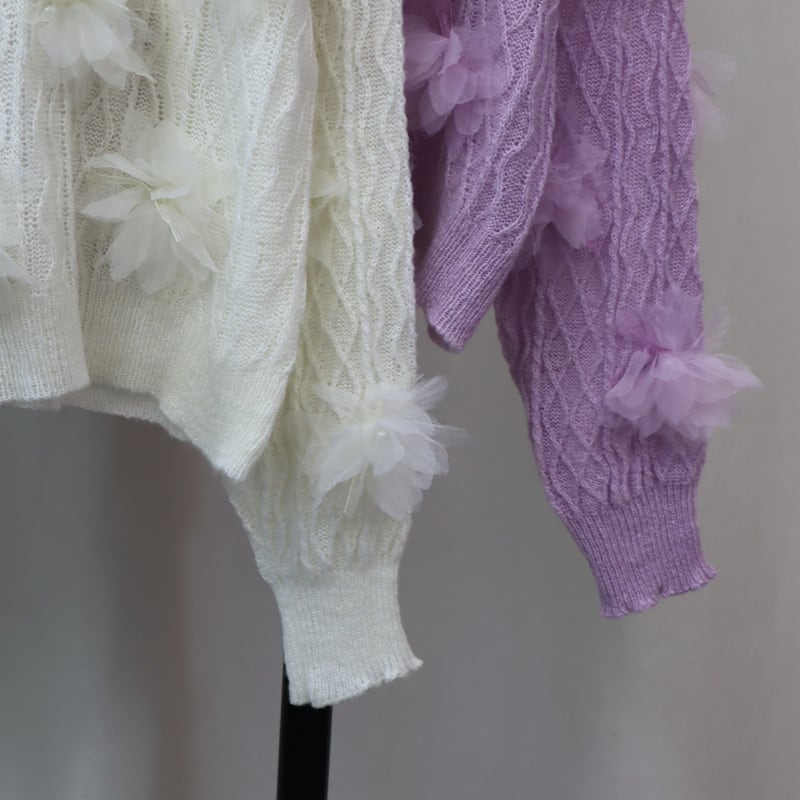 【tops】立体フラワーニットセーター　M26095