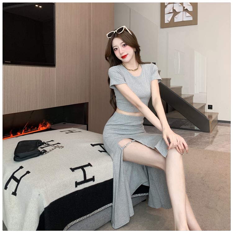 【set】バックで綺麗トップス+マーメイドスカート２点セットG19964