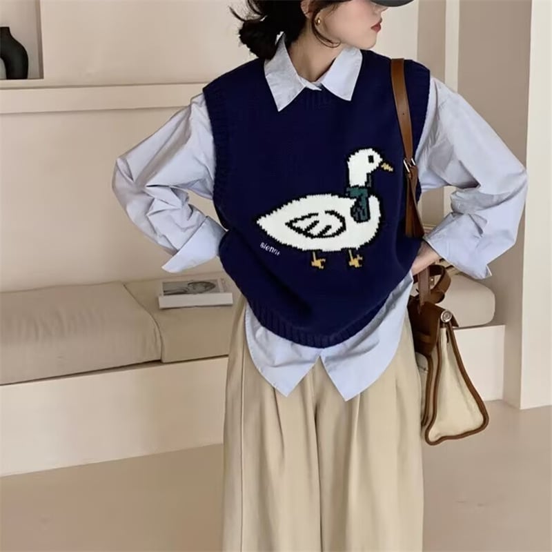 【tops】刺繍ニットベスト　M28921