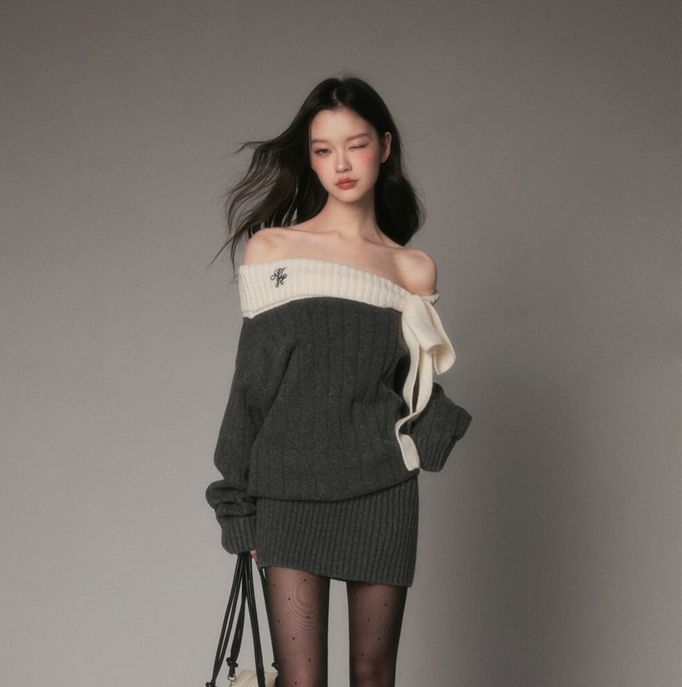 【dress】オフショルリボンミニワンピース　N3482