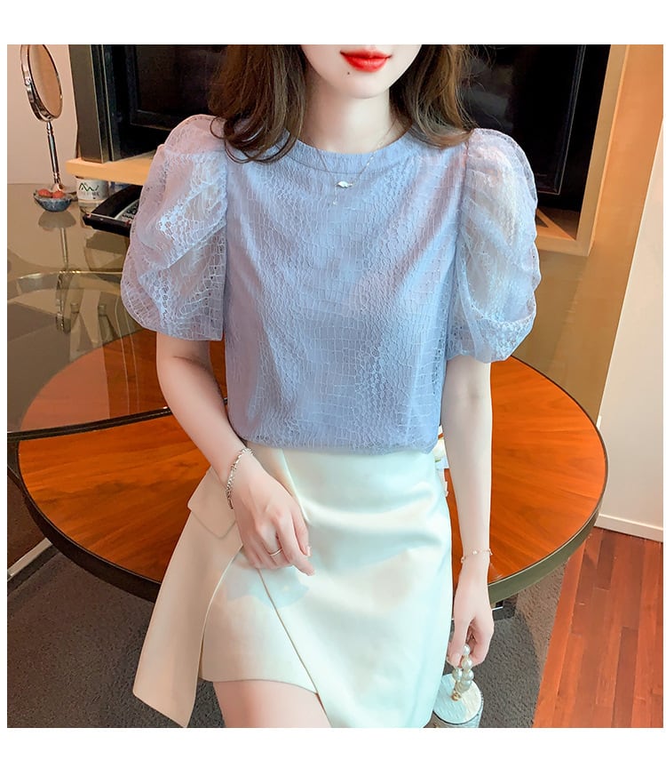 【tops】レースパフスリーブ ブラウスG21542