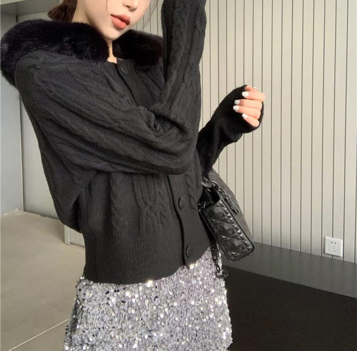 【outer】ファーニットカーデ　M26201