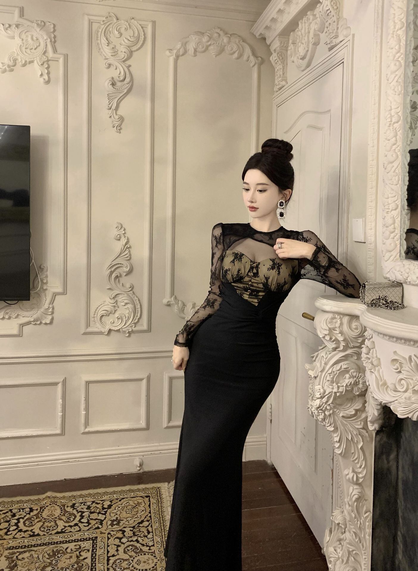 【dress】レース切り替えマーメイドワンピース G21514