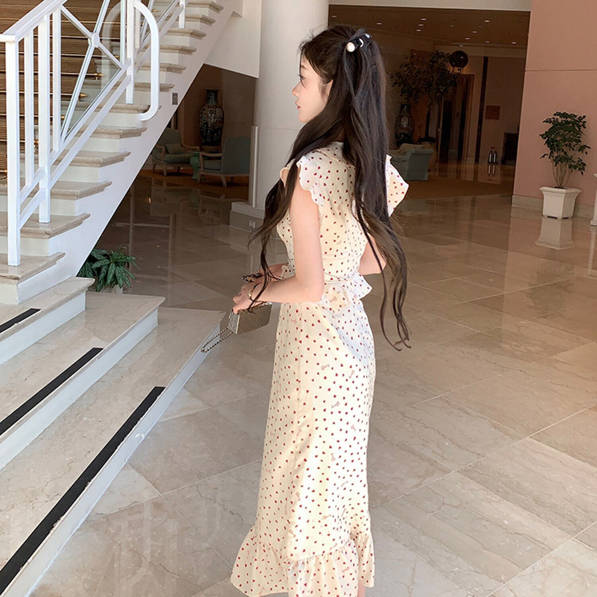 【dress】フリルハートプリントワンピース　N2980