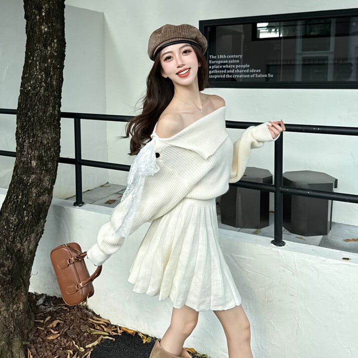 【dress】ボートネックニットワンピース　M27486