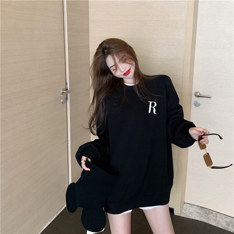 【tops】オシャレ度満点〜気質満点トップス長袖英字柄ラウンドネックINS風パーカー G9174