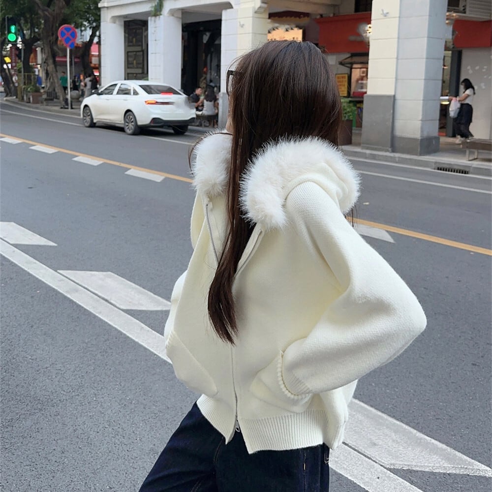 【outer】フードファーニットカーデ　M27216