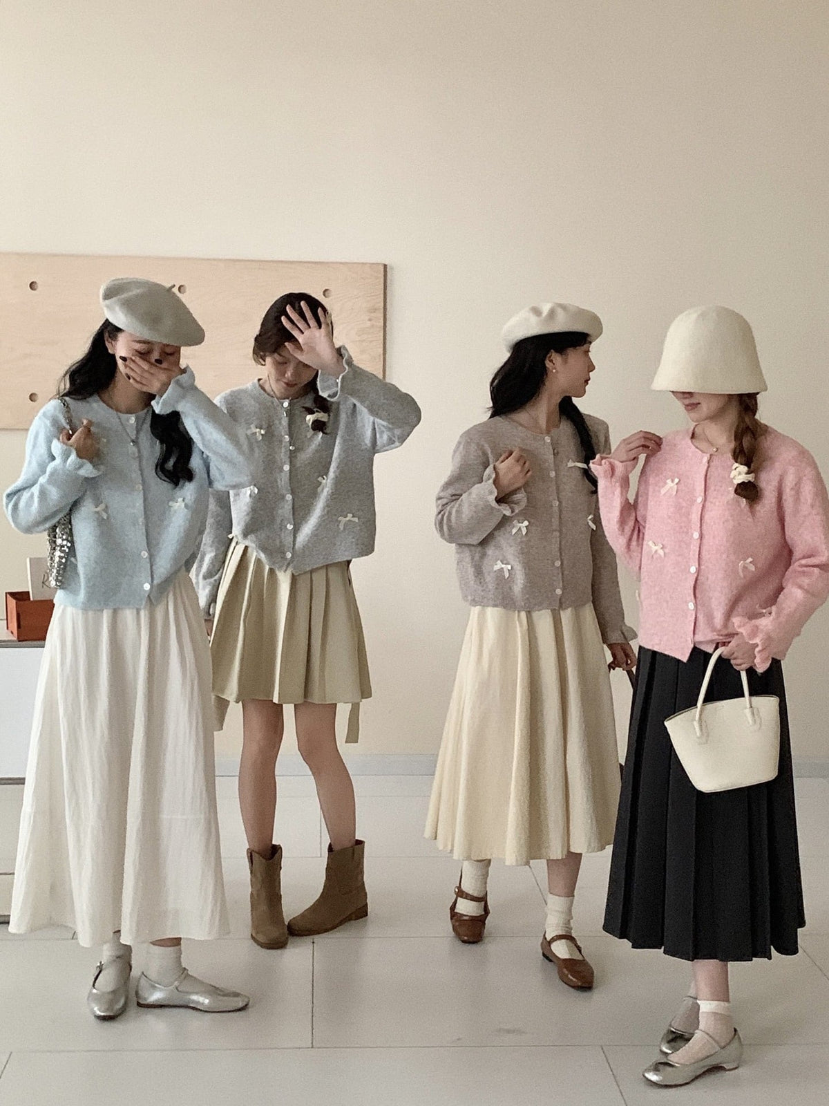 【outer】リボン付きニットカーデ　M17962