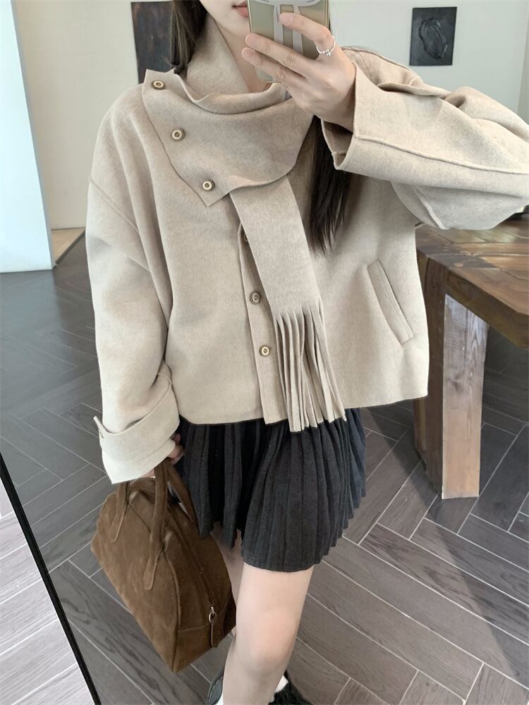 【outer】ショートコートマフラー付き　M27679