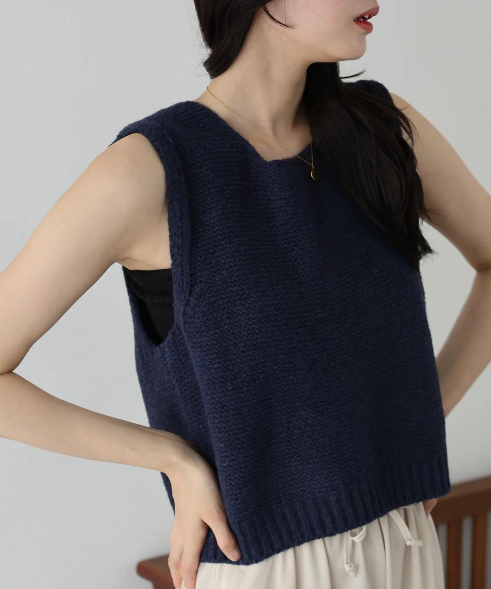 【tops】バックリボンニットベスト　M26367