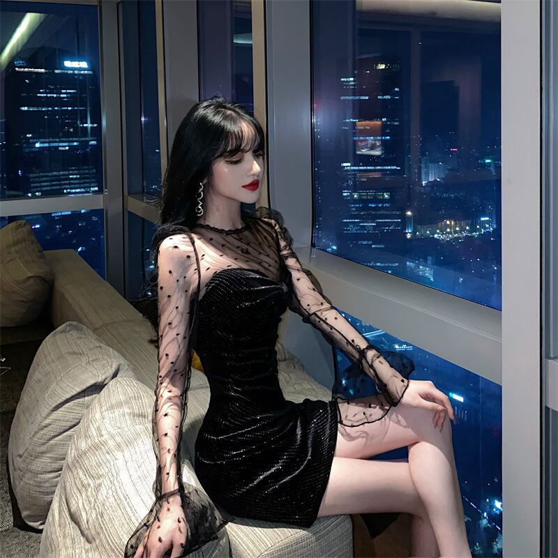 【dress】チュールコンビワンピース　M28830